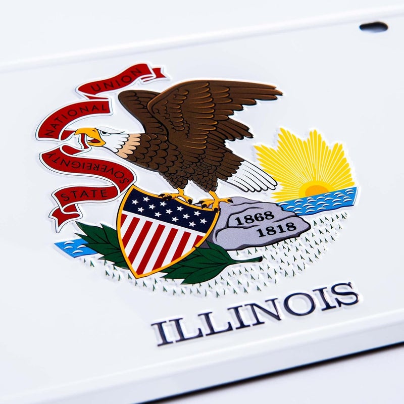 Pickwicks Illinois State Flag License Plate – Embossed Aluminum – Prairie State Pride – Decorative Car Tag – 6”x12” Novelty Metal Sign (Illinois) - Image 2